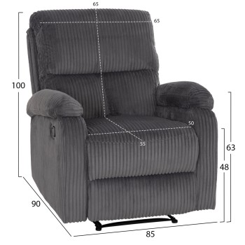 ARMCHAIR RELAX DIONI FK3296.11 GREY CORD FABRIC 85x90x100Hcm. ARMCHAIR RELAX DIONI FK3296.11 GREY CORD FABRIC 85x90x100Hcm.