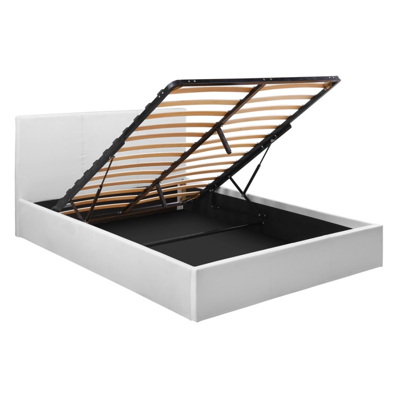 DOUBLE BED WITH MATTRESS BOBBI FK21271.01 WHITE PU WITH STORAGE SPACE--FOR 150X200cm. DOUBLE BED WITH MATTRESS BOBBI FK21271.01 WHITE PU WITH STORAGE SPACE--FOR 150X200cm.