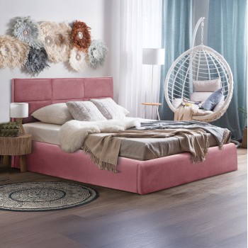 DOUBLE BED WITH MATTRESS BRILEY FK21272.02 DUSTY PINK VELVET WITH STORAGE SPACE--FOR 160x200cm DOUBLE BED WITH MATTRESS BRILEY FK21272.02 DUSTY PINK VELVET WITH STORAGE SPACE--FOR 160x200cm