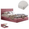DOUBLE BED WITH MATTRESS BRILEY FK21272.02 DUSTY PINK VELVET WITH STORAGE SPACE--FOR 160x200cm