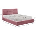 DOUBLE BED WITH MATTRESS BRILEY FK21272.02 DUSTY PINK VELVET WITH STORAGE SPACE--FOR 160x200cm
