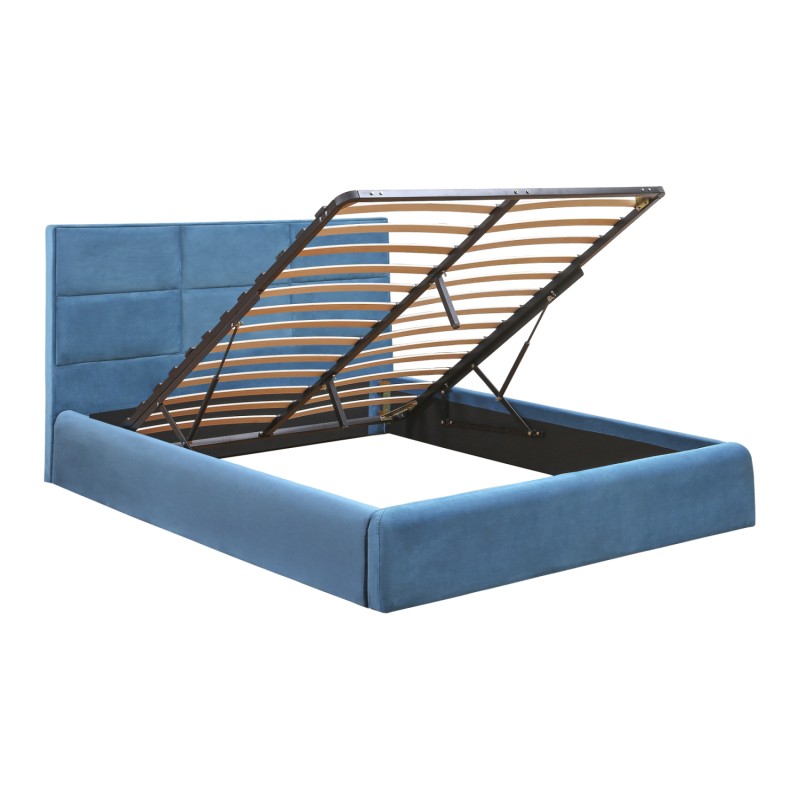 DOUBLE BED WITH MATTRESS BRILEY FK21272.04 ROYAL BLUE VELVET WITH STORAGE SPACE--FOR 160x200cm