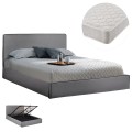 DOUBLE BED WITH MATTRESS ALLIE FK21273.01 GREY FABRIC WITH STORAGE SPACE--FOR 160x200cm.