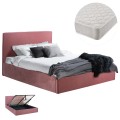 DOUBLE BED WITH MATTRESS ALLIE FK21273.02 DUSTY PINK VELVET WITH STORAGE SPACE--FOR 160x200cm.