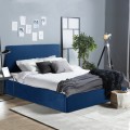 DOUBLE BED WITH MATTRESS ALLIE FK21273.04 BLUE VELVET WITH STORAGE SPACE--FOR 160x200cm.