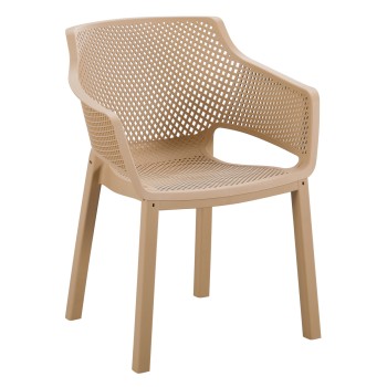 POLYPROPYLENE DINING ARMCHAIR PEGGY FK6368.03 CAPPUCCINO 60x55x79Hcm.