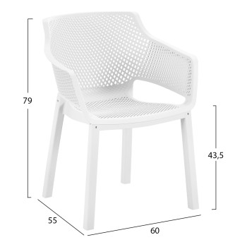 POLYPROPYLENE DINING ARMCHAIR PEGGY FK6368.01 WHITE 60x55x79Hcm. POLYPROPYLENE DINING ARMCHAIR PEGGY FK6368.01 WHITE 60x55x79Hcm.