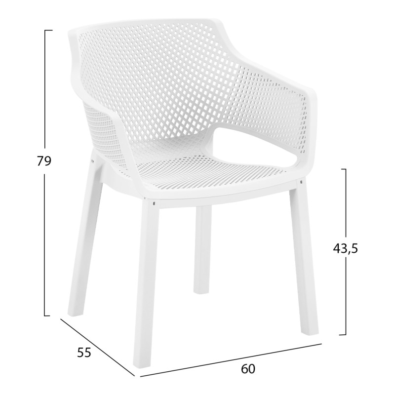 POLYPROPYLENE DINING ARMCHAIR PEGGY FK6368.01 WHITE 60x55x79Hcm. POLYPROPYLENE DINING ARMCHAIR PEGGY FK6368.01 WHITE 60x55x79Hcm.