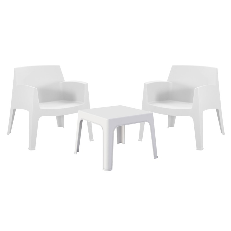 LOUNGE SET 3PCS SLEEK FK21274.01 WHITE POLYPROPYLENE LOUNGE SET 3PCS SLEEK FK21274.01 WHITE POLYPROPYLENE