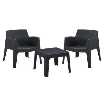 LOUNGE SET 3PCS SLEEK FK21274.02 BLACK POLYPROPYLENE