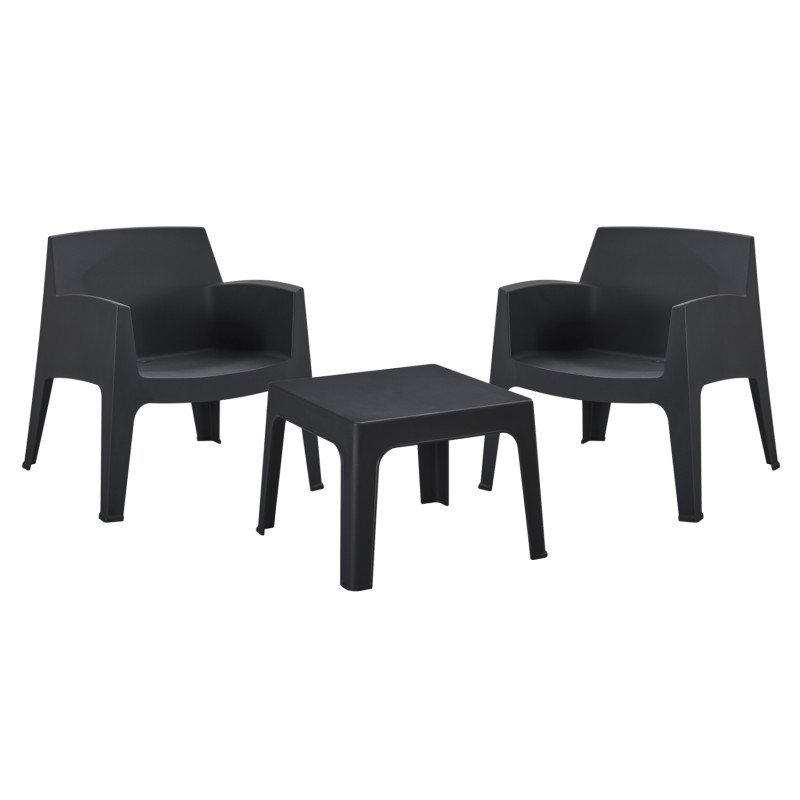 LOUNGE SET 3PCS SLEEK FK21274.02 BLACK POLYPROPYLENE LOUNGE SET 3PCS SLEEK FK21274.02 BLACK POLYPROPYLENE