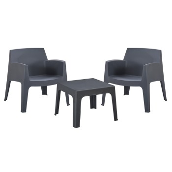 LOUNGE SET 3PCS SLEEK FK21274.10 GREY POLYPROPYLENE