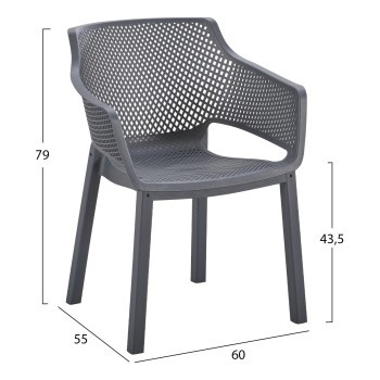 POLYPROPYLENE DINING ARMCHAIR PEGGY FK6368.10 GREY 60x55x79Hcm. POLYPROPYLENE DINING ARMCHAIR PEGGY FK6368.10 GREY 60x55x79Hcm.