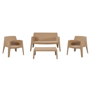 LOUNGE SET 4PCS SLEEK FK21275.03 POLYPROPYLENE IN CAPPUCCINO
