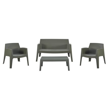 LOUNGE SET 4PCS SLEEK FK21275.05 POLYPROPYLENE IN DARK OLIVE GREEN