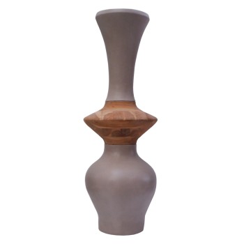 DECORATIVE FLOOR VASE NEBULA FK4660.05S FIBER CEMENT IN TAUPE--TEAK WOOD Φ45x115Hcm.