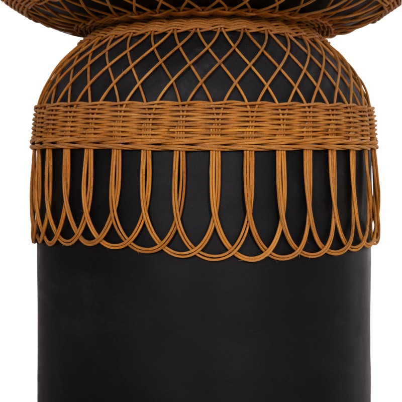 SIDE TABLE ROUND PRILEP FK18159.01 FIBER CEMENT IN BLACK & RATTAN--Φ60x76.5Hcm. SIDE TABLE ROUND PRILEP FK18159.01 FIBER CEMENT IN BLACK & RATTAN--Φ60x76.5Hcm.