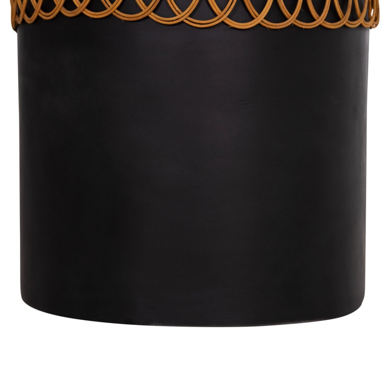 SIDE TABLE ROUND PRILEP FK18159.01 FIBER CEMENT IN BLACK & RATTAN--Φ60x76.5Hcm. SIDE TABLE ROUND PRILEP FK18159.01 FIBER CEMENT IN BLACK & RATTAN--Φ60x76.5Hcm.