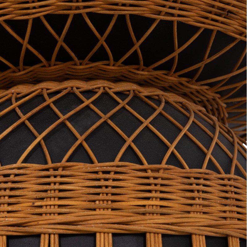 SIDE TABLE ROUND PRILEP FK18159.01 FIBER CEMENT IN BLACK & RATTAN--Φ60x76.5Hcm. SIDE TABLE ROUND PRILEP FK18159.01 FIBER CEMENT IN BLACK & RATTAN--Φ60x76.5Hcm.