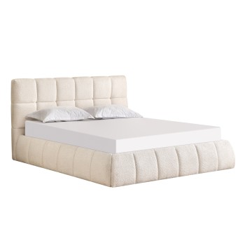 DOUBLE BED EDDY FK731.03 BEIGE BOUCLE & STORAGE SPACE--FOR MATTRESS 160x200cm.