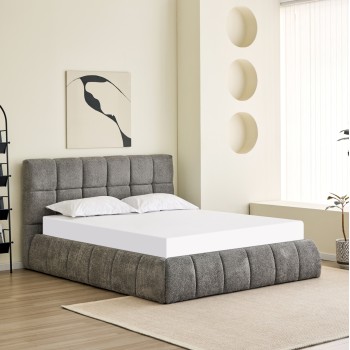 DOUBLE BED EDDY FK731.01 GREY BOUCLE & STORAGE SPACE--FOR MATTRESS 160x200cm.