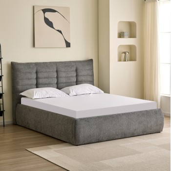 DOUBLE BED SANDRA FK732.01 GREY FABRIC & STORAGE SPACE--FOR MATTRESS 160x200cm.