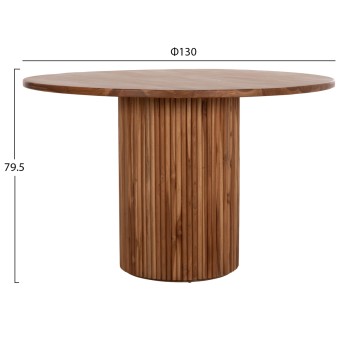 DINING TABLE ROUND RODER FK9896 TEAK WOOD- 3cm thick top-  Φ130x79.5Hcm.