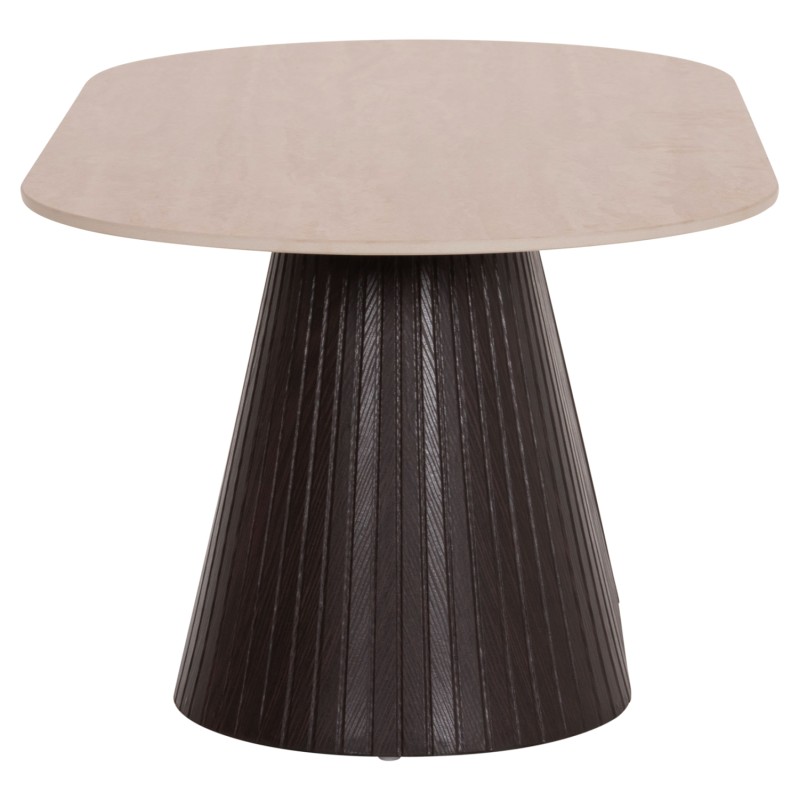 COFFEE TABLE OVAL CATER FK18321 CERAMIC TOP WITH TRAVERTINE STONE LOOK--MDF BASE 120x60x46H