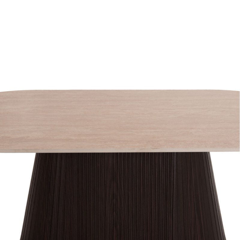 COFFEE TABLE OVAL CATER FK18321 CERAMIC TOP WITH TRAVERTINE STONE LOOK--MDF BASE 120x60x46H