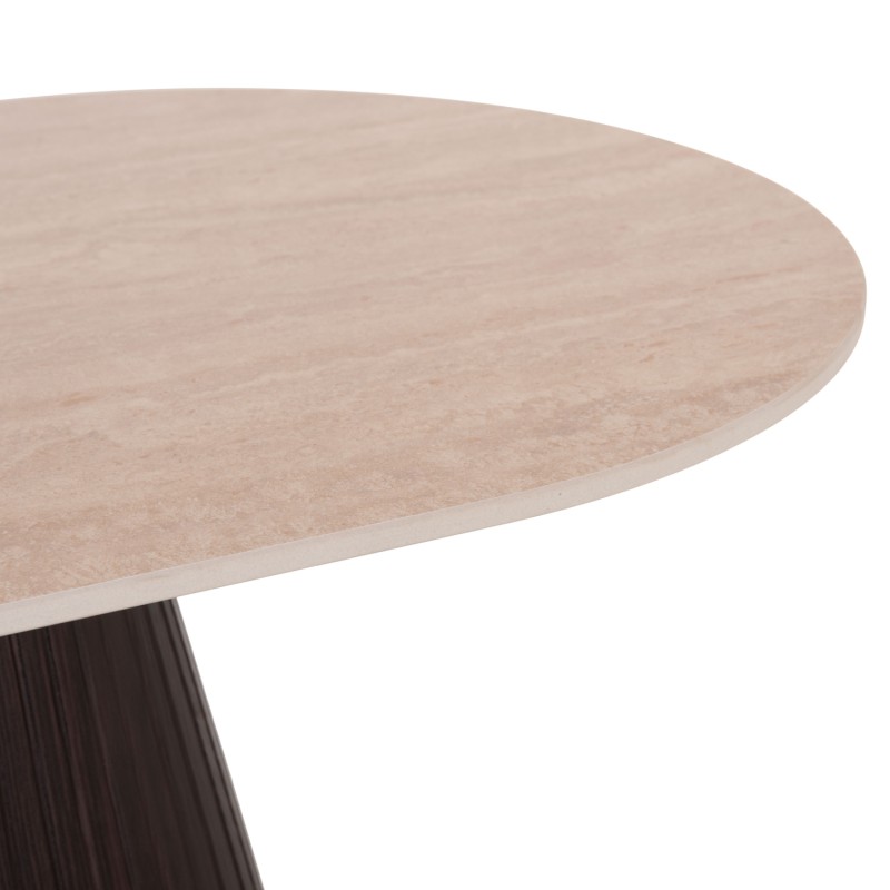 COFFEE TABLE OVAL CATER FK18321 CERAMIC TOP WITH TRAVERTINE STONE LOOK--MDF BASE 120x60x46H