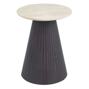 SIDE TABLE CATER FK18322 CERAMIC TOP WITH TRAVERTINE STONE LOOK--MDF BASE Φ45x56Hcm.
