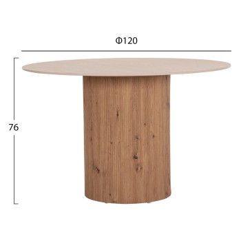 DINING TABLE TWIL FK18324 CERAMIC TOP IN TRAVERTINE STONE LOOK--MDF BASE Φ120x76Hcm.