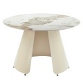DINING TABLE ROUND SEDAR FK18326 CERAMIC TOP--CREAM WHITE METAL LEGS Φ120x78Hcm. DINING TABLE ROUND SEDAR FK18326 CERAMIC TOP--CREAM WHITE METAL LEGS Φ120x78Hcm.