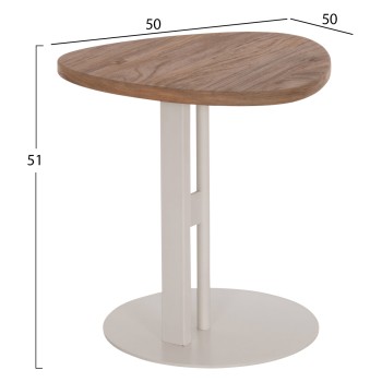 SIDE TABLE OVAL ALPER FK18328 MDF IN SONAMA--METAL BASE IN WHITE 50x50x51Hcm. SIDE TABLE OVAL ALPER FK18328 MDF IN SONAMA--METAL BASE IN WHITE 50x50x51Hcm.