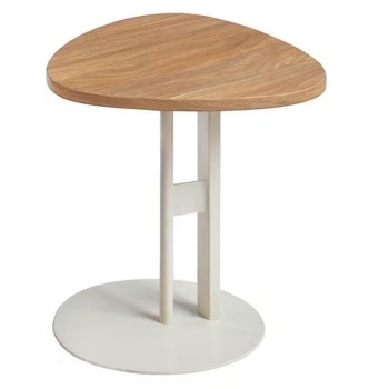 SIDE TABLE OVAL ALPER FK18328 MDF IN SONAMA--METAL BASE IN WHITE 50x50x51Hcm.