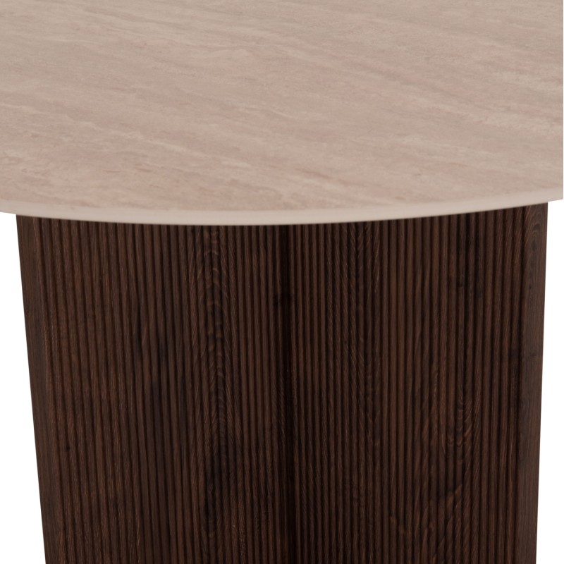 DINING TABLE ROUND SKY FK18331 CERAMIC TOP IN TRAVERTINE STONE LOOK Φ120x76Hcm. DINING TABLE ROUND SKY FK18331 CERAMIC TOP IN TRAVERTINE STONE LOOK Φ120x76Hcm.