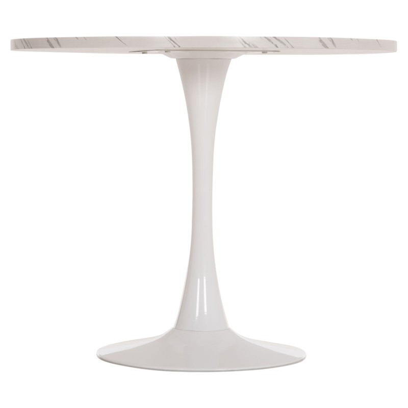 ROUND DINING TABLE ROLLO FK9421.11 MELAMINE IN WHITE MARBLE METAL LEG Φ90x74Hcm. ROUND DINING TABLE ROLLO FK9421.11 MELAMINE IN WHITE MARBLE METAL LEG Φ90x74Hcm.