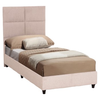 SINGLE BED MILO FK652.32 TEDDY FABRIC IN BEIGE- FOR MATTRESS 90x200cm