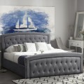 BED WITH MATTRESS & STORAGE SPACE ODELIA FK21279.01 GREY VELVET--FOR 160x200cm. BED WITH MATTRESS & STORAGE SPACE ODELIA FK21279.01 GREY VELVET--FOR 160x200cm.