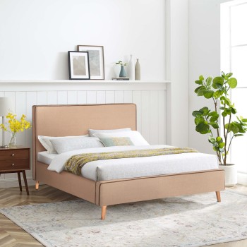 BED WITH MATTRESS INDRA FK21280.02 BEIGE FABRIC--FOR MATTRESS 160x200cm