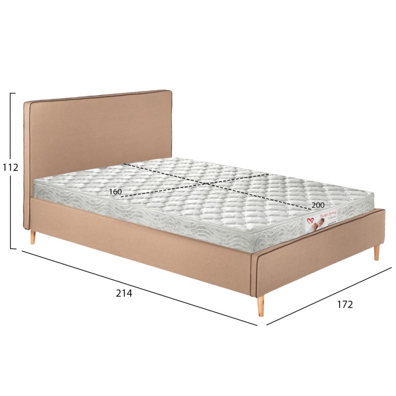 BED WITH MATTRESS INDRA FK21280.02 BEIGE FABRIC--FOR MATTRESS 160x200cm BED WITH MATTRESS INDRA FK21280.02 BEIGE FABRIC--FOR MATTRESS 160x200cm