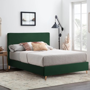 BED WITH MATTRESS INDRA FK21280.04 CYPRESS GREEN VELVET--FOR MATTRESS 160x200cm