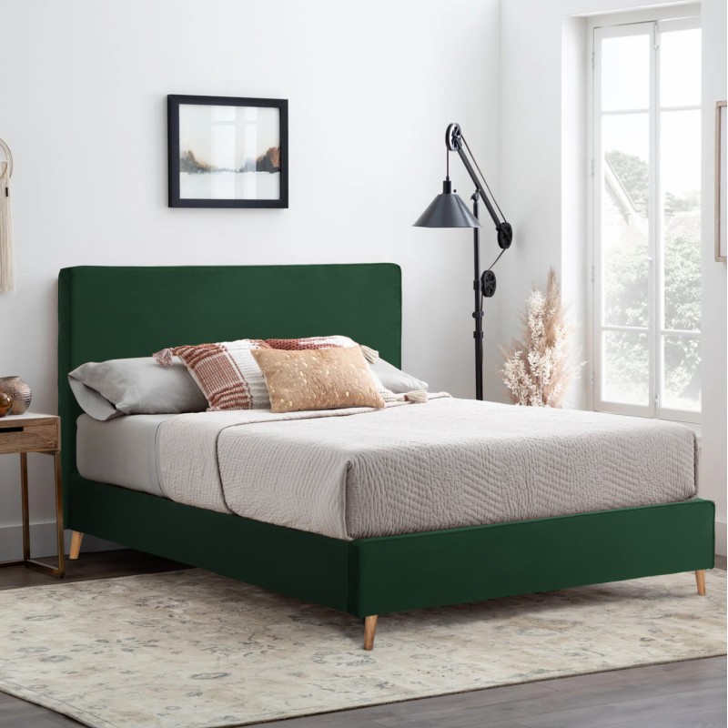 BED WITH MATTRESS INDRA FK21280.04 CYPRESS GREEN VELVET--FOR MATTRESS 160x200cm BED WITH MATTRESS INDRA FK21280.04 CYPRESS GREEN VELVET--FOR MATTRESS 160x200cm