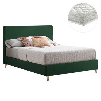 BED WITH MATTRESS INDRA FK21280.04 CYPRESS GREEN VELVET--FOR MATTRESS 160x200cm