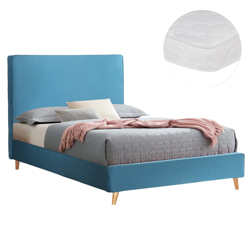 BED WITH MATTRESS MAYLIN FK21281.02 TURQUOISE (BLUE-GREEN) VELVET--FOR MATTRESS 120x200cm BED WITH MATTRESS MAYLIN FK21281.02 TURQUOISE (BLUE-GREEN) VELVET--FOR MATTRESS 120x200cm