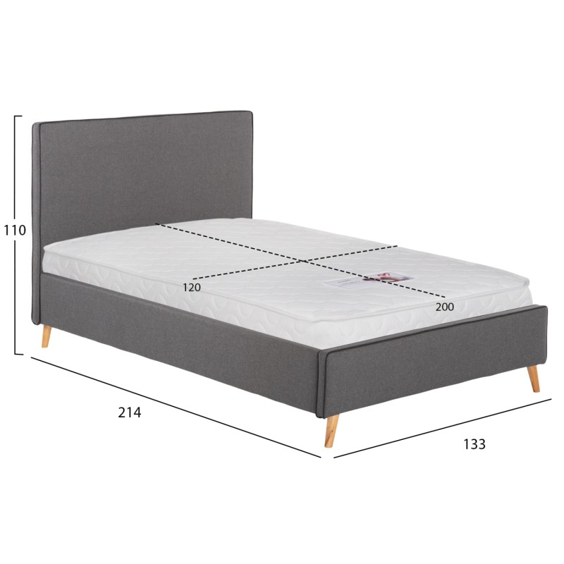 BED WITH MATTRESS MAYLIN FK21281.03 GREY FABRIC--FOR MATTRESS 120x200cm BED WITH MATTRESS MAYLIN FK21281.03 GREY FABRIC--FOR MATTRESS 120x200cm
