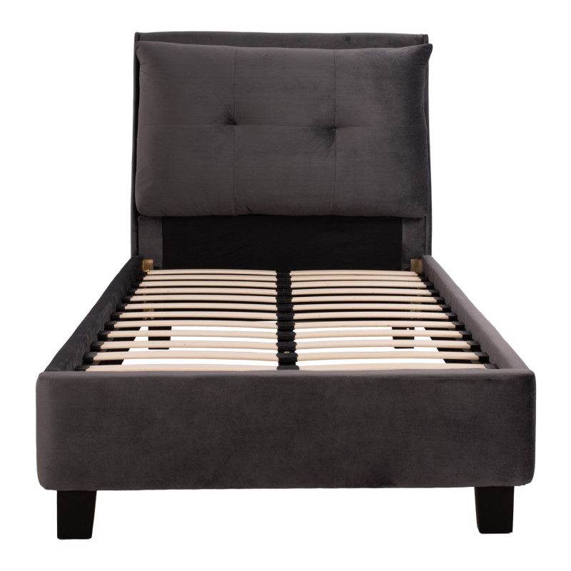 BED WITH MATTRESS RILEY FK21282.01 GREY VELVET--FOR MATTRESS 90x200cm