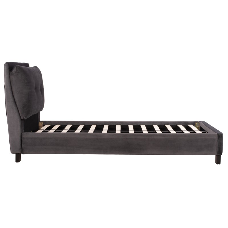 BED WITH MATTRESS RILEY FK21282.01 GREY VELVET--FOR MATTRESS 90x200cm