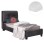 BED WITH MATTRESS RILEY FK21282.01 GREY VELVET--FOR MATTRESS 90x200cm