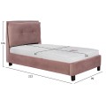 BED WITH MATTRESS RILEY FK21282.02 DUSTY PINK VELVET--FOR MATTRESS 90x200cm BED WITH MATTRESS RILEY FK21282.02 DUSTY PINK VELVET--FOR MATTRESS 90x200cm